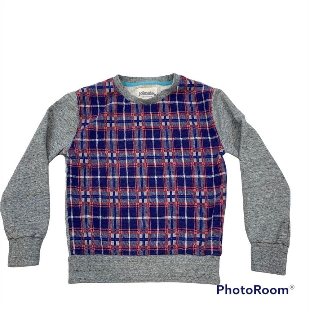 Johnnie B Brand‎ Plaid Front Girls Sweatshirt Size 9-10 Years